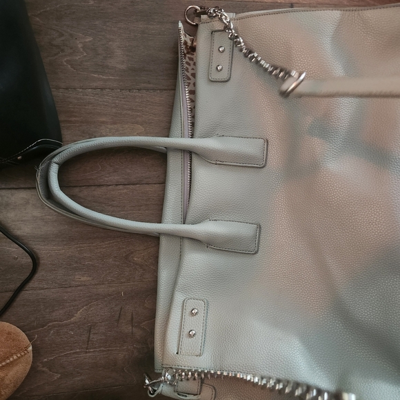 JustFab Elegant Gray Leather Computer Tote Bag - Picture 9 of 9